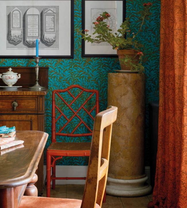 Brer Rabbit Fabric - Olive/Turquoise - 226848 - Morris & Co