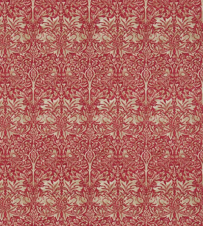 Brer Rabbit Fabric - Red/Hemp - DMORBR201 - Morris & Co