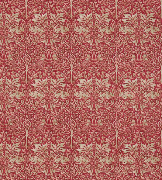 Brer Rabbit Fabric - Red/Hemp - DMORBR201 - Morris & Co