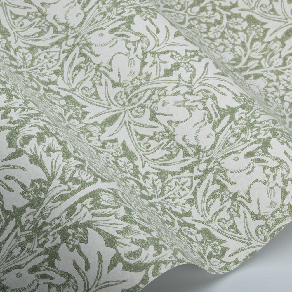 Brer Rabbit Wallpaper - Leaf Green - 217389 - Morris Wallpaper WD