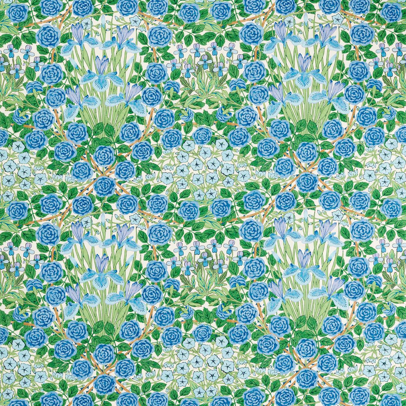 Campanula Fabric - Peacock/Opal - 227224 - Morris & Co