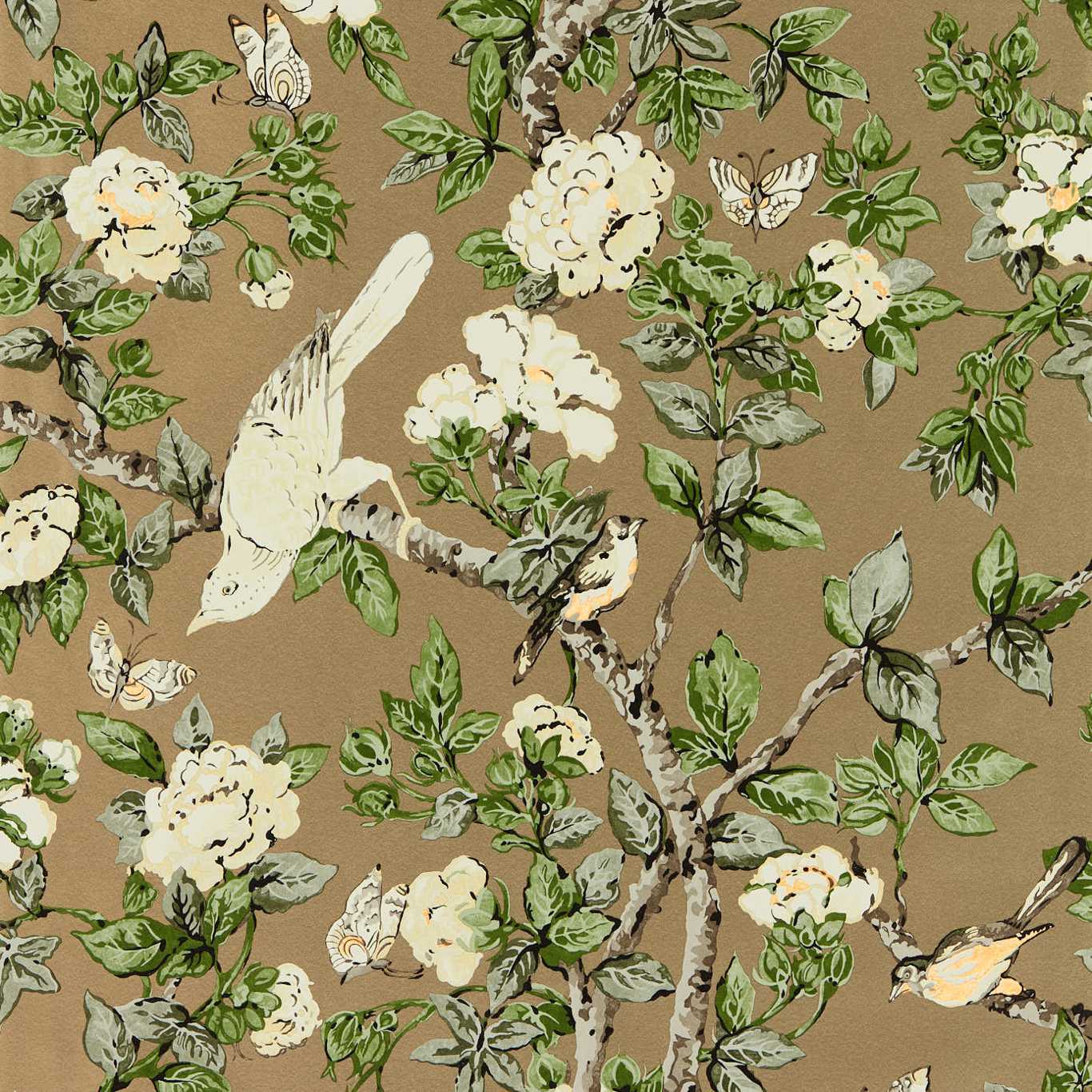 Caverley Wallpaper - Gold Metallic/Gardenia Green - DOSW217036 - Sanderson