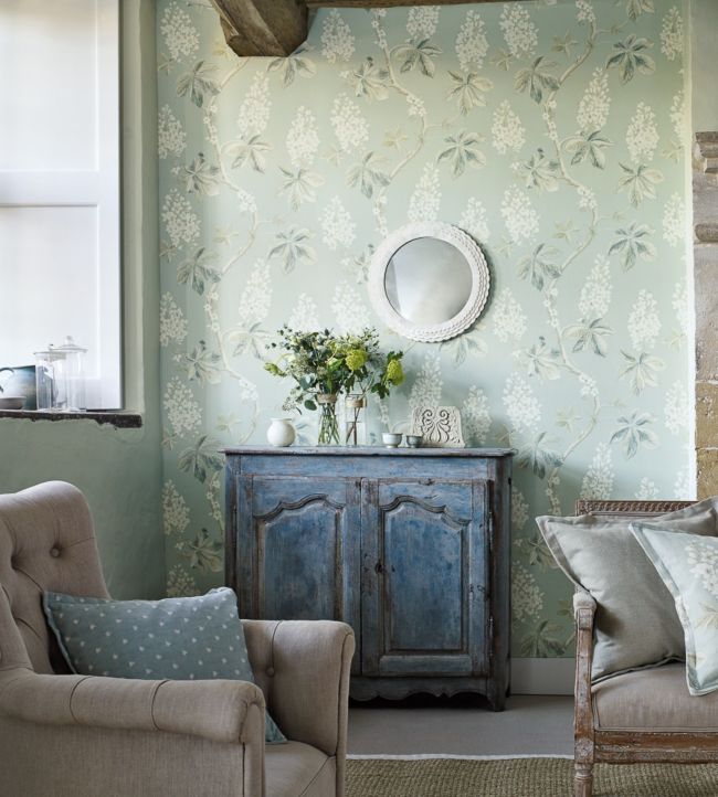 Chestnut Tree Wallpaper - Grey Blue/Sage - DWOW215708 - Sanderson