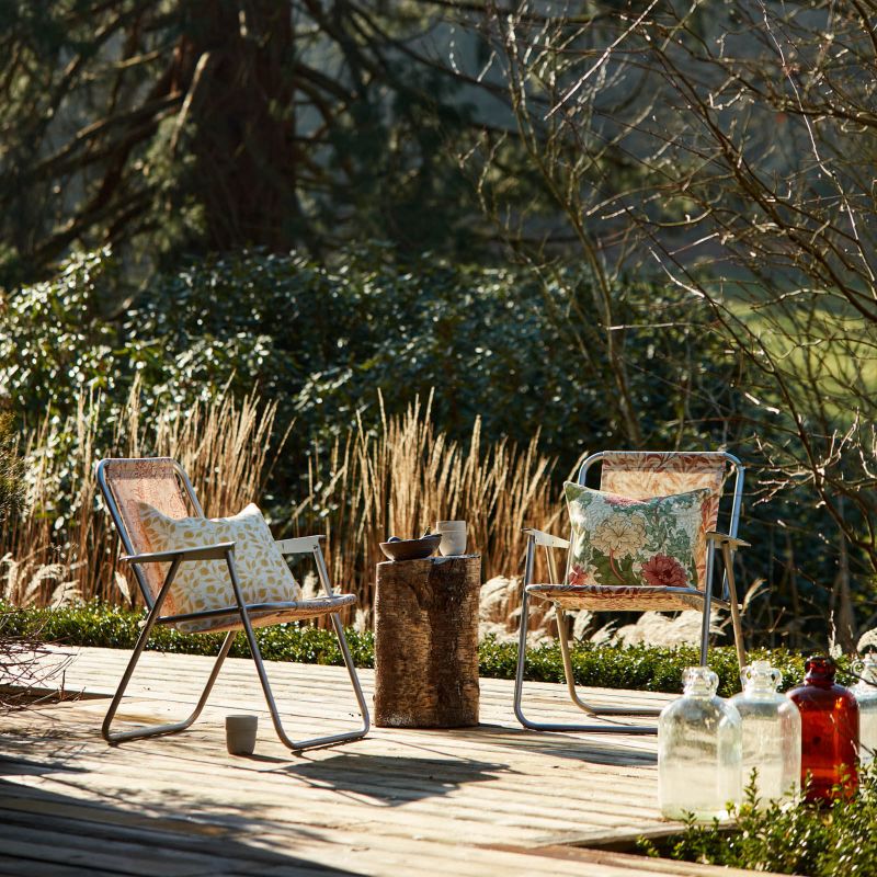 Chrysanthemum Outdoor Fabric - Mineral/Cream - 227101 - Morris & Co