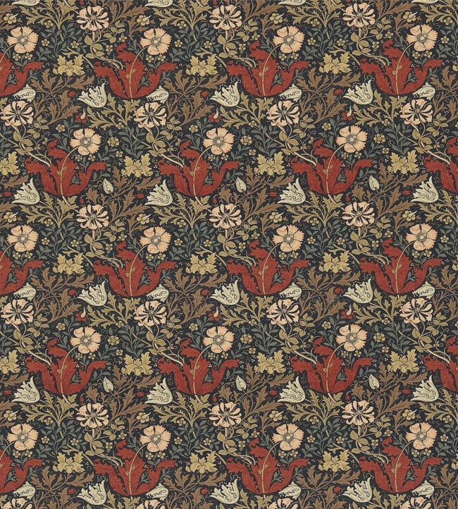 Compton Fabric - Faded Terracotta/Multi - DMC196204 - Morris & Co