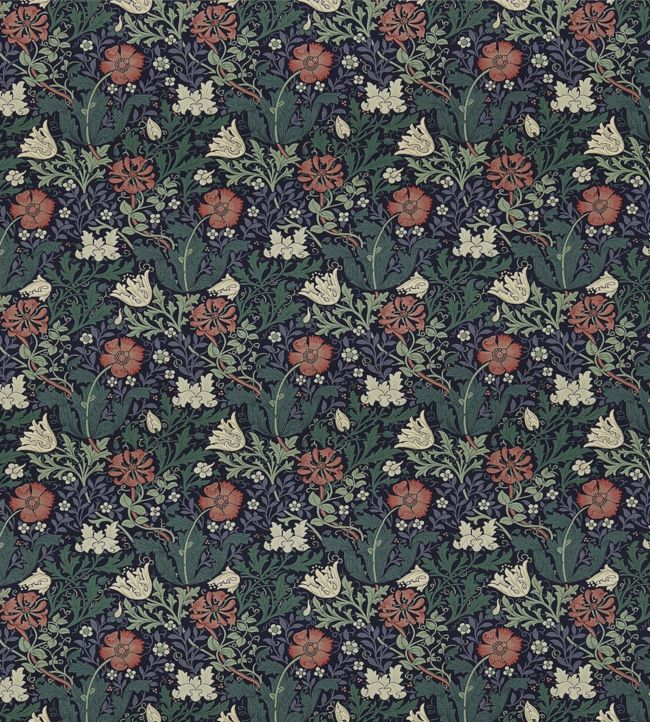Compton Fabric - Indigo/Green - DJA196202 - Morris & Co