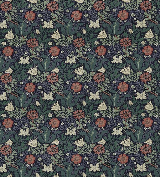 Compton Fabric - Indigo/Green - DJA196202 - Morris & Co
