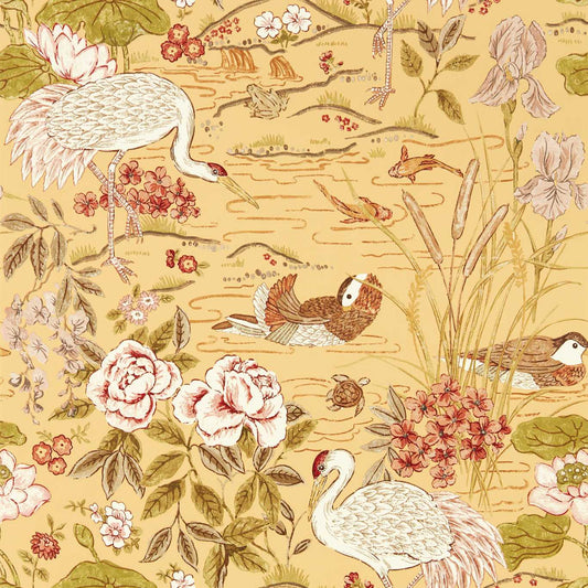 Crane & Frog Wallpaper - Honey/Olive - DWAW217124 - Sanderson