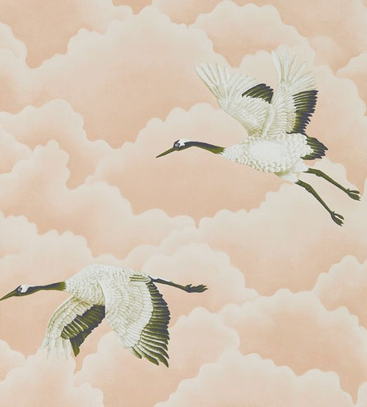 Cranes in Flight Wallpaper - Blush - HGAT111232 - Harlequin