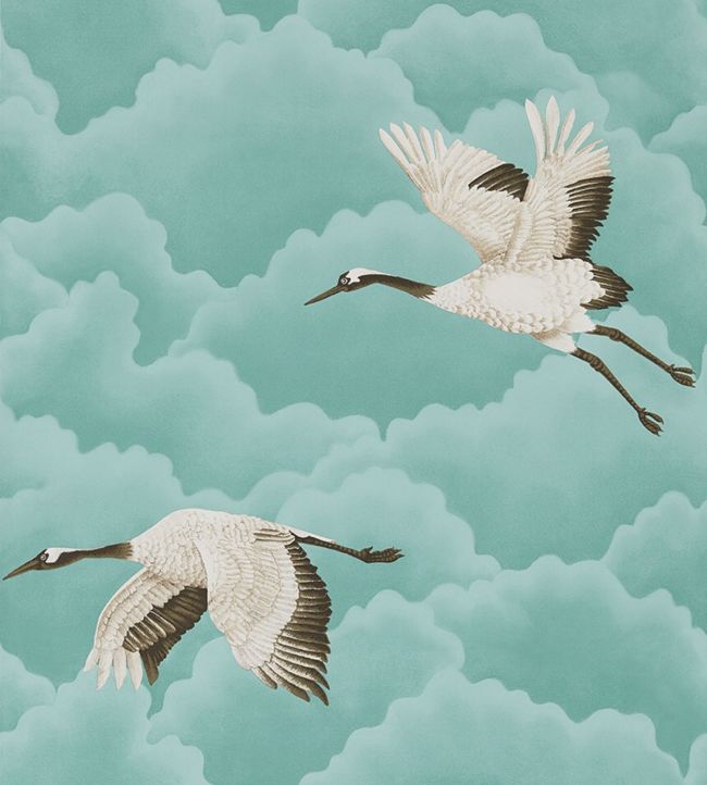 Cranes in Flight Wallpaper - Marine - HGAT111234 - Harlequin