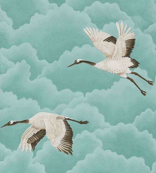 Cranes in Flight Wallpaper - Marine - HGAT111234 - Harlequin