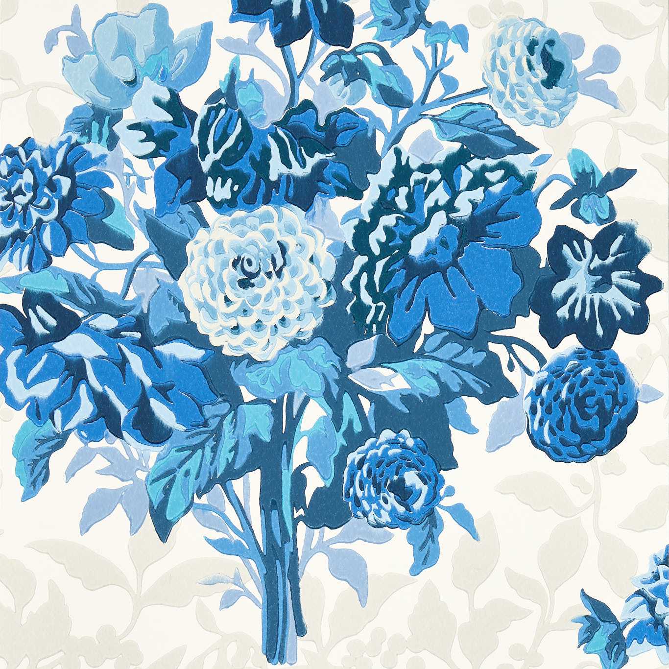 Dahlia Bunch Wallpaper - Lapis - HSRW113055 - Harlequin