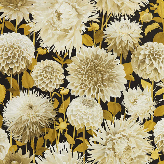 Dahlia Wallpaper - Fig Blossom/Nectar/Black Earth - HQN2112846 - Harlequin