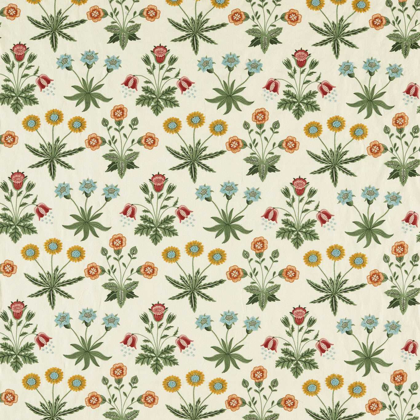 Daisy Embroidery Fabric - Cream/Multi - 237310 - Morris & Co