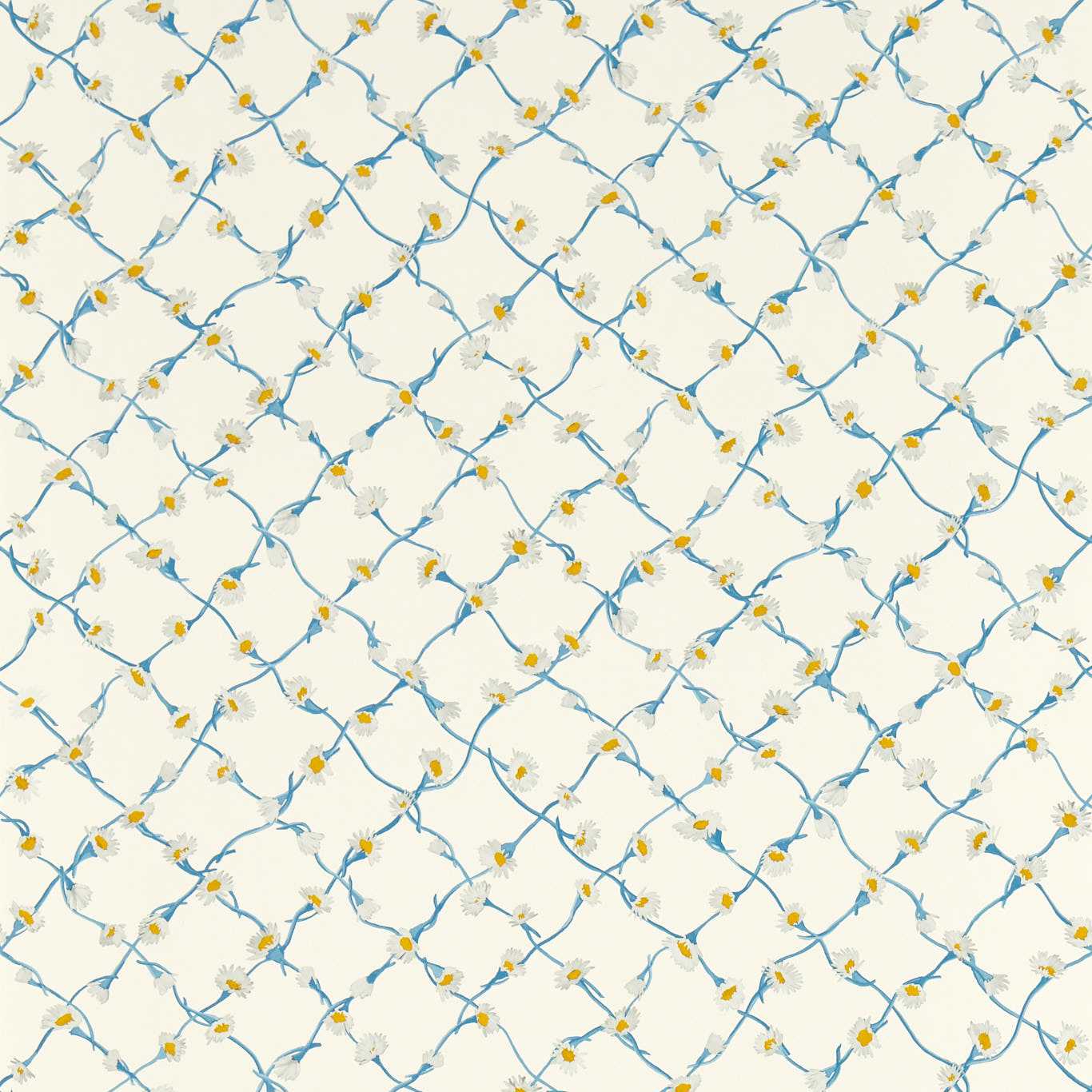 Daisy Trellis Wallpaper - Lapis/Pearl - HSRW113044 - Harlequin