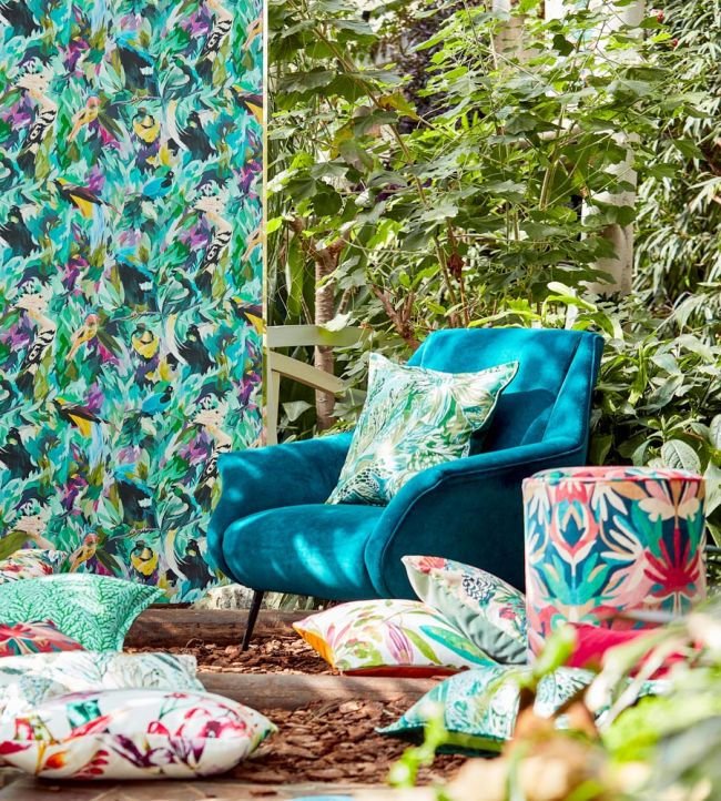 Dance Of Adornment Wallpaper - Wilderness/ Nectar/ Pomegranate - HTEW112763 - Harlequin