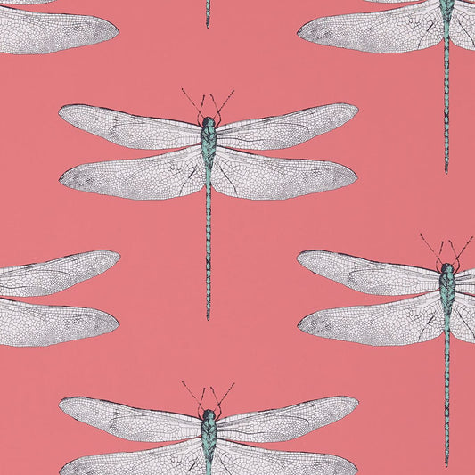 Demoiselle Wallpaper - Coral/Mint - HGAT111245 - Harlequin