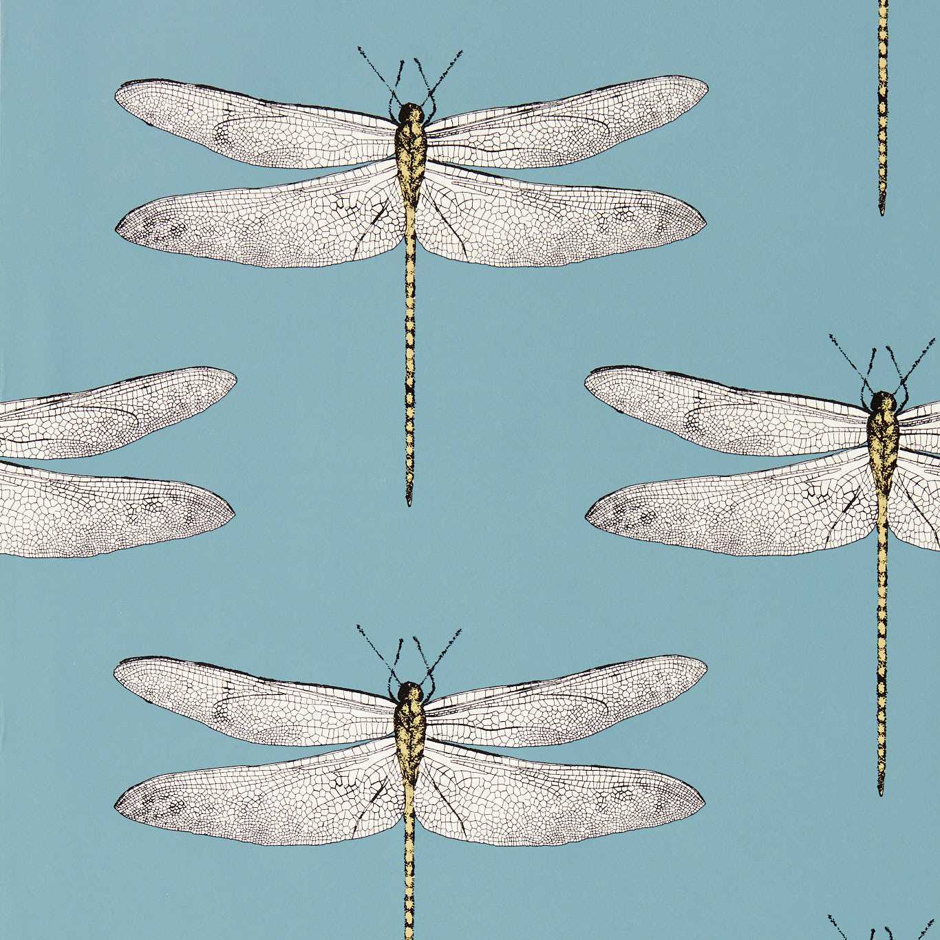 Demoiselle Wallpaper - Cornflower/First Light/Honey - HRTW113144 - Harlequin