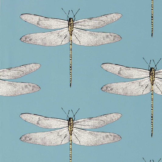 Demoiselle Wallpaper - Cornflower/First Light/Honey - HRTW113144 - Harlequin