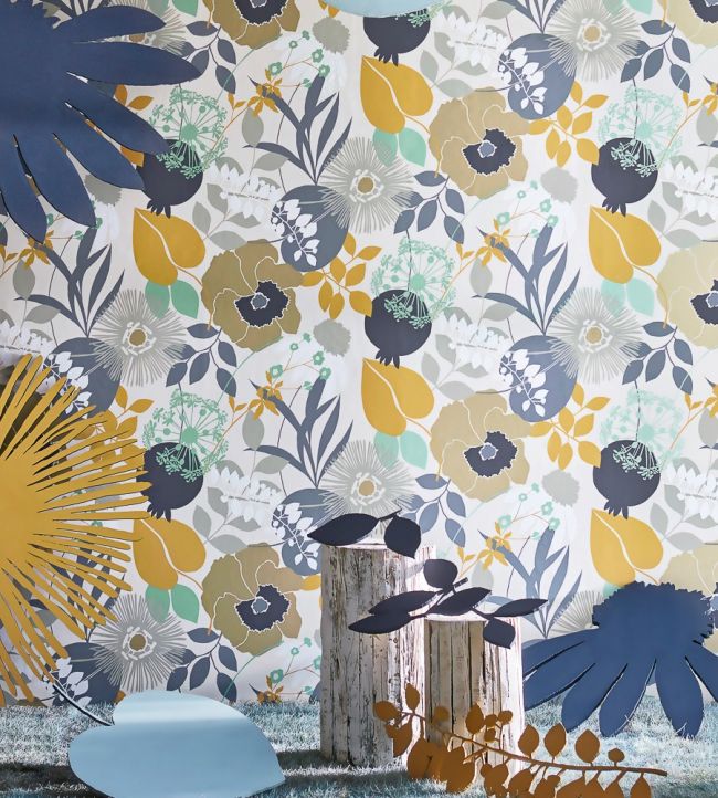 Doyenne Wallpaper - Ochre/Stone/Mint - HSTO111490 - Harlequin