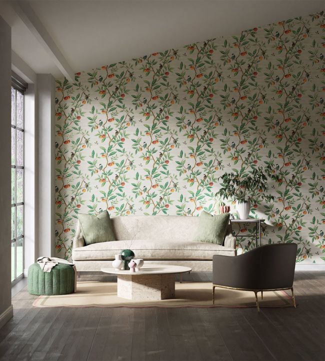 Ella Wallpaper - Fig Blossom/Fig Leaf/ Nectarine - HDHW112906 - Harlequin