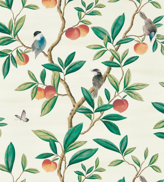 Ella Wallpaper - Fig Blossom/Fig Leaf/ Nectarine - HDHW112906 - Harlequin