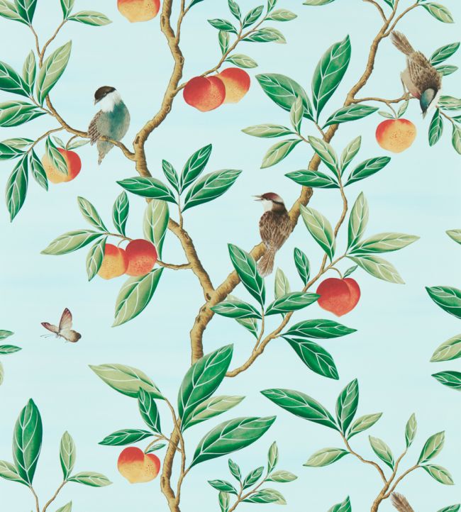 Ella Wallpaper - Sky/Fig Leaf/ Nectarine - HDHW112908 - Harlequin