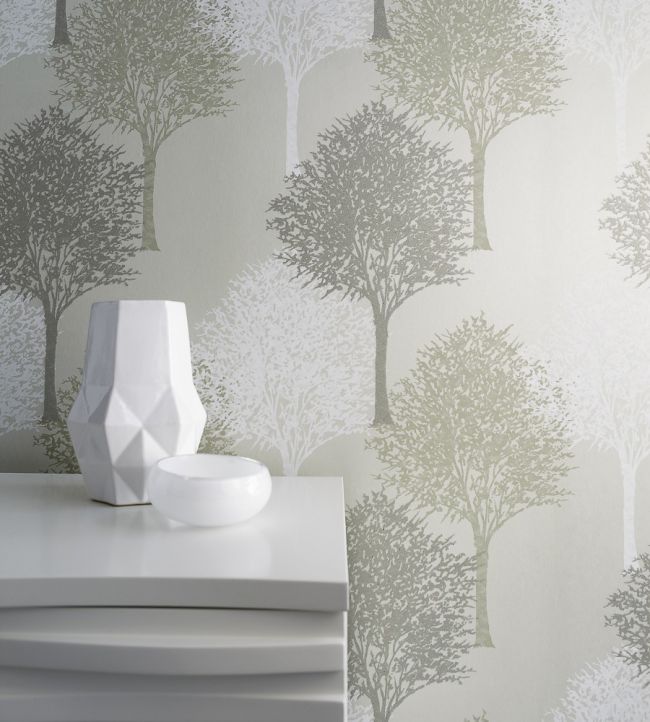 Entice Wallpaper - Silver Sparkle Putty & White - HMOM110096 - Harlequin