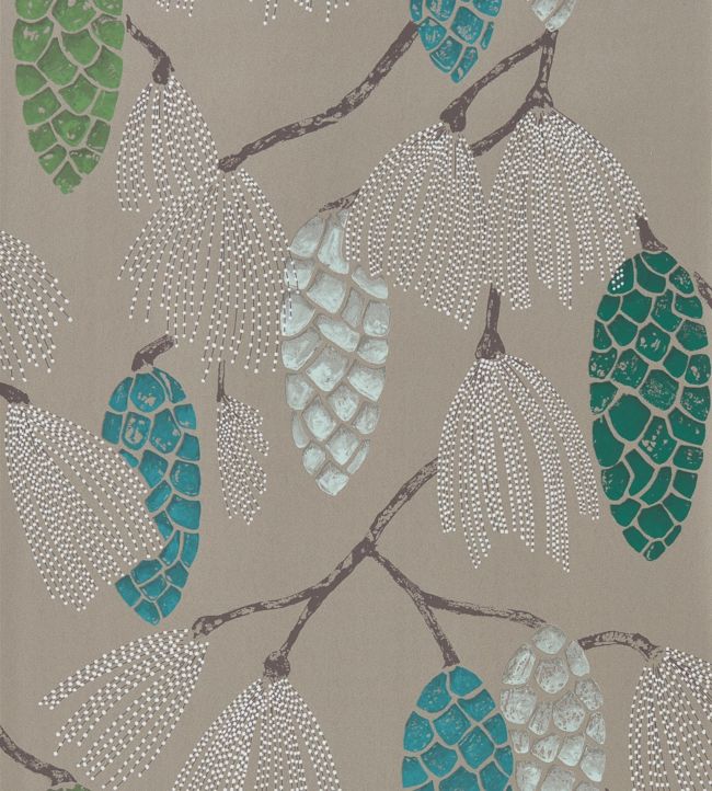 Epitome Wallpaper - Turquoise/Pea/Gilver - HSTO111502 - Harlequin