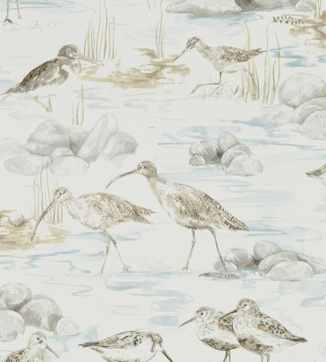 Estuary Birds Wallpaper - Blue/Grey - DEBB216492 - Sanderson