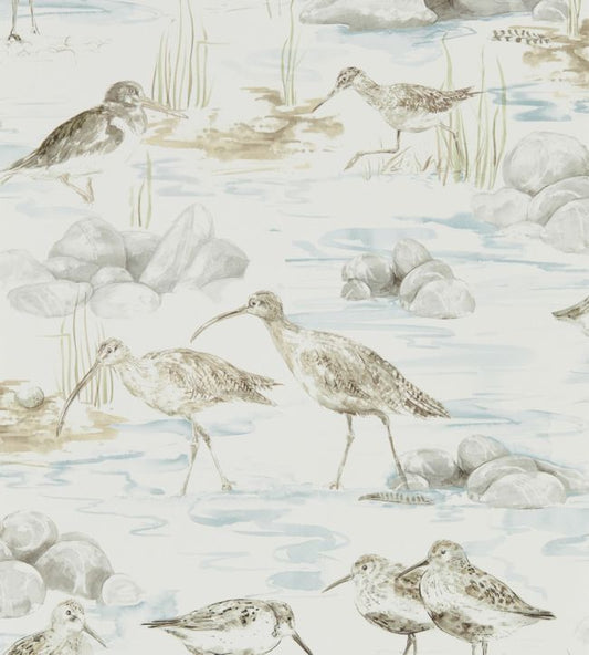 Estuary Birds Wallpaper - Blue/Grey - DEBB216492 - Sanderson