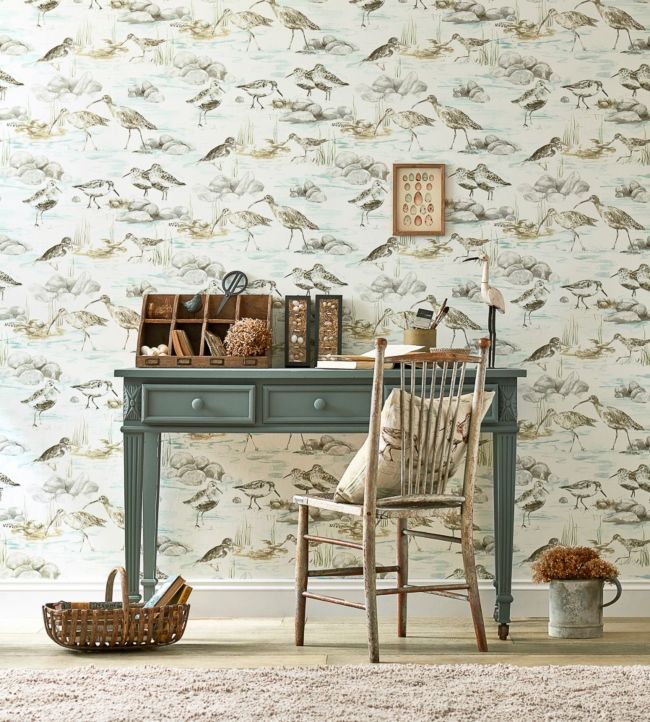 Estuary Birds Wallpaper - Mist/Ivory - DEBB216494 - Sanderson