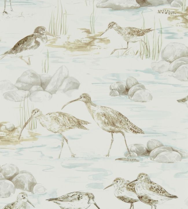 Estuary Birds Wallpaper - Mist/Ivory - DEBB216494 - Sanderson