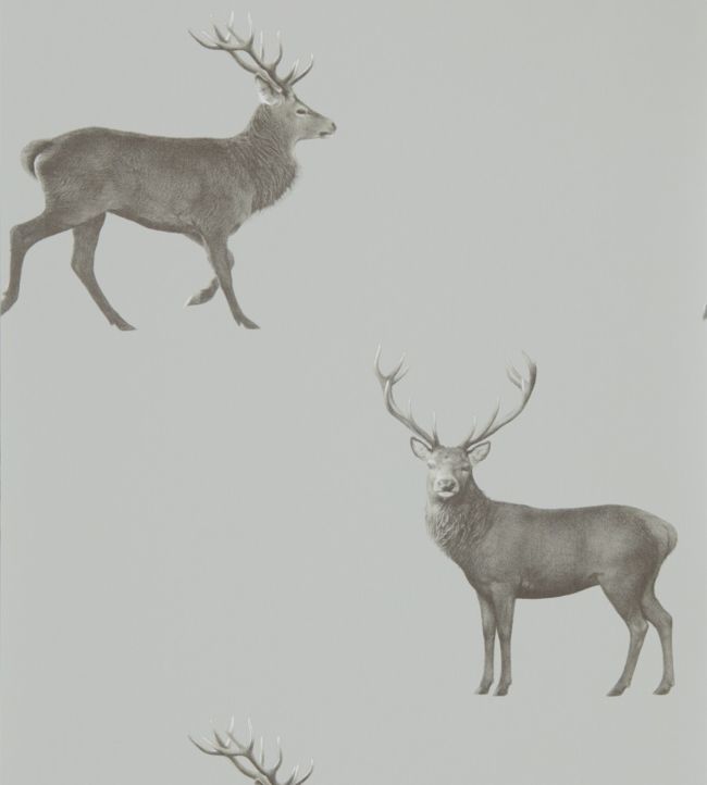 Evesham Deer Wallpaper - Silver Grey - DYSI216619 - Sanderson