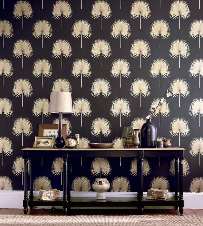 Fan Palm Wallpaper - Charcoal/Gold - DGLW216639 - Sanderson