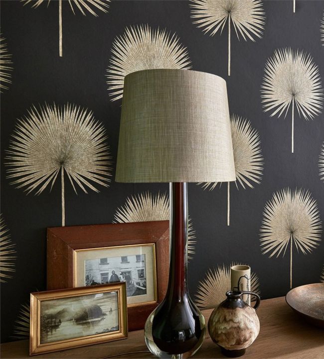 Fan Palm Wallpaper - Charcoal/Gold - DGLW216639 - Sanderson