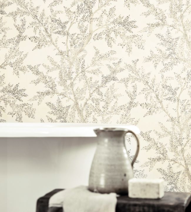 Farthing Wood Wallpaper - Silver - DYSI216612 - Sanderson