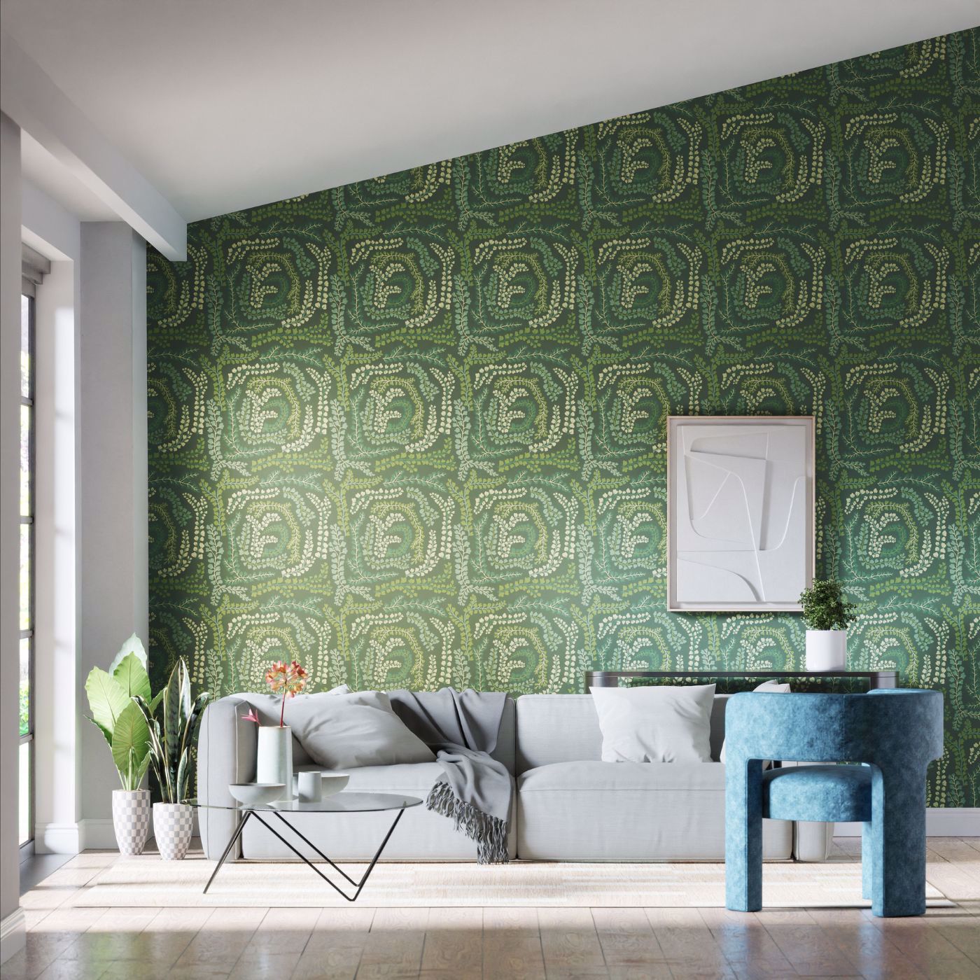 Fayola Wallpaper - Fig Leaf/Clover - HC4W113019 - Harlequin