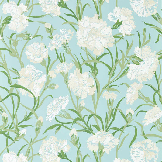 Fleur de Joie Wallpaper - Chalk/Emerald/Sky - HRTW113135 - Harlequin