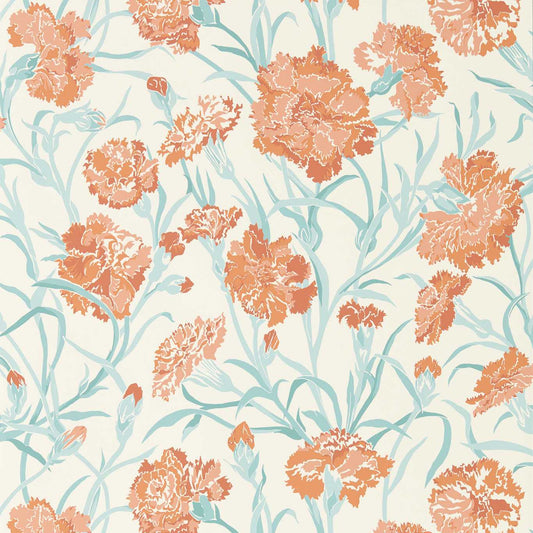 Fleur de Joie Wallpaper - Paprika/Aqua/Soft Focus - HRTW113132 - Harlequin
