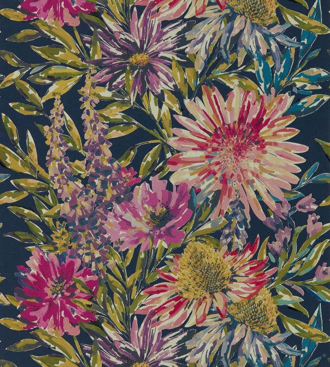 Floreale Wallpaper - Heather/Navy - HSTO111498 - Harlequin