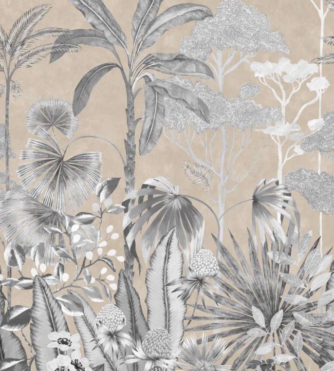Floreana Wallpaper - Gilt/Black Earth/ Tranquility - HTEW112778 - Harlequin
