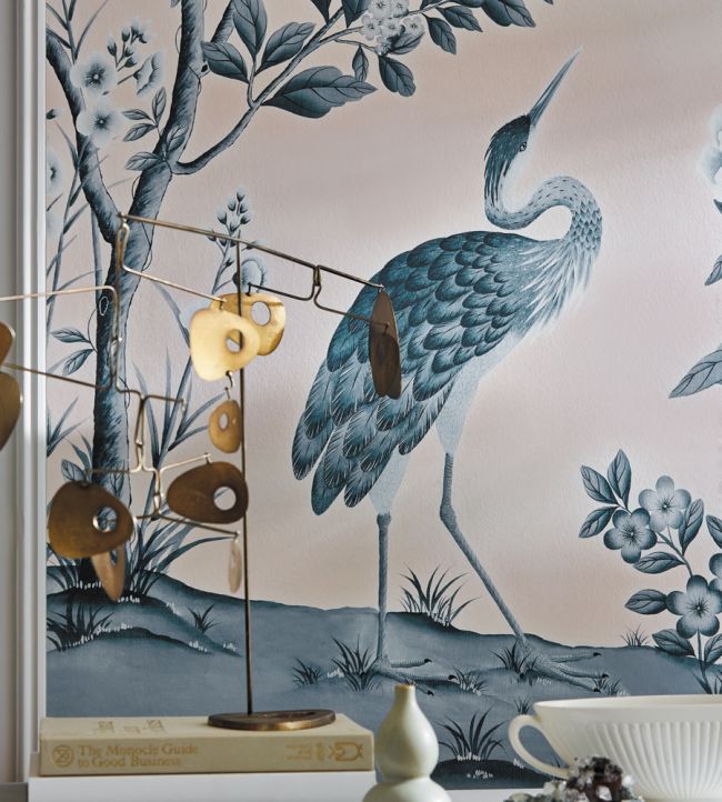 Florence Wallpaper - Powder/ China Blue - HDHW112890 - Harlequin