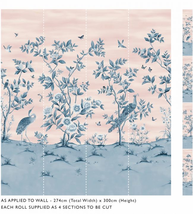 Florence Wallpaper - Powder/ China Blue - HDHW112890 - Harlequin