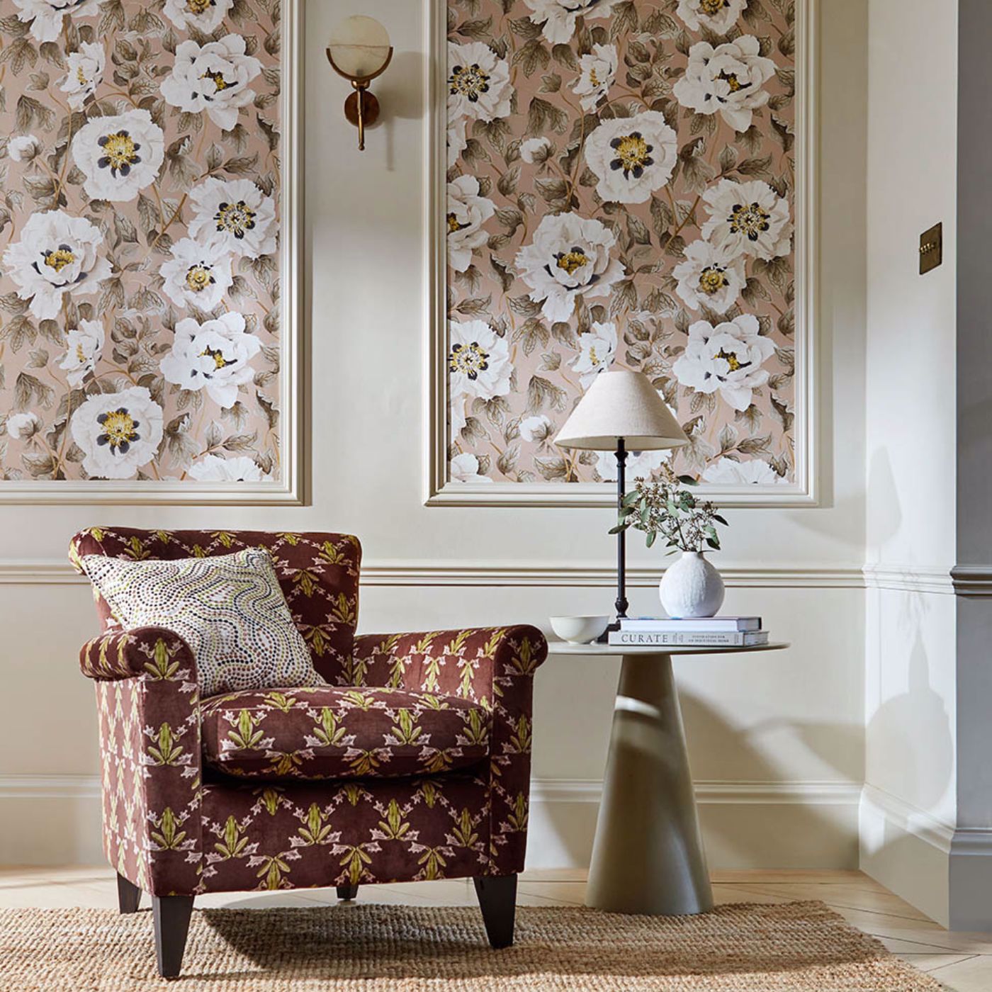 Florent Wallpaper - Positano/Maple/Graphite - HC4W113014 - Harlequin