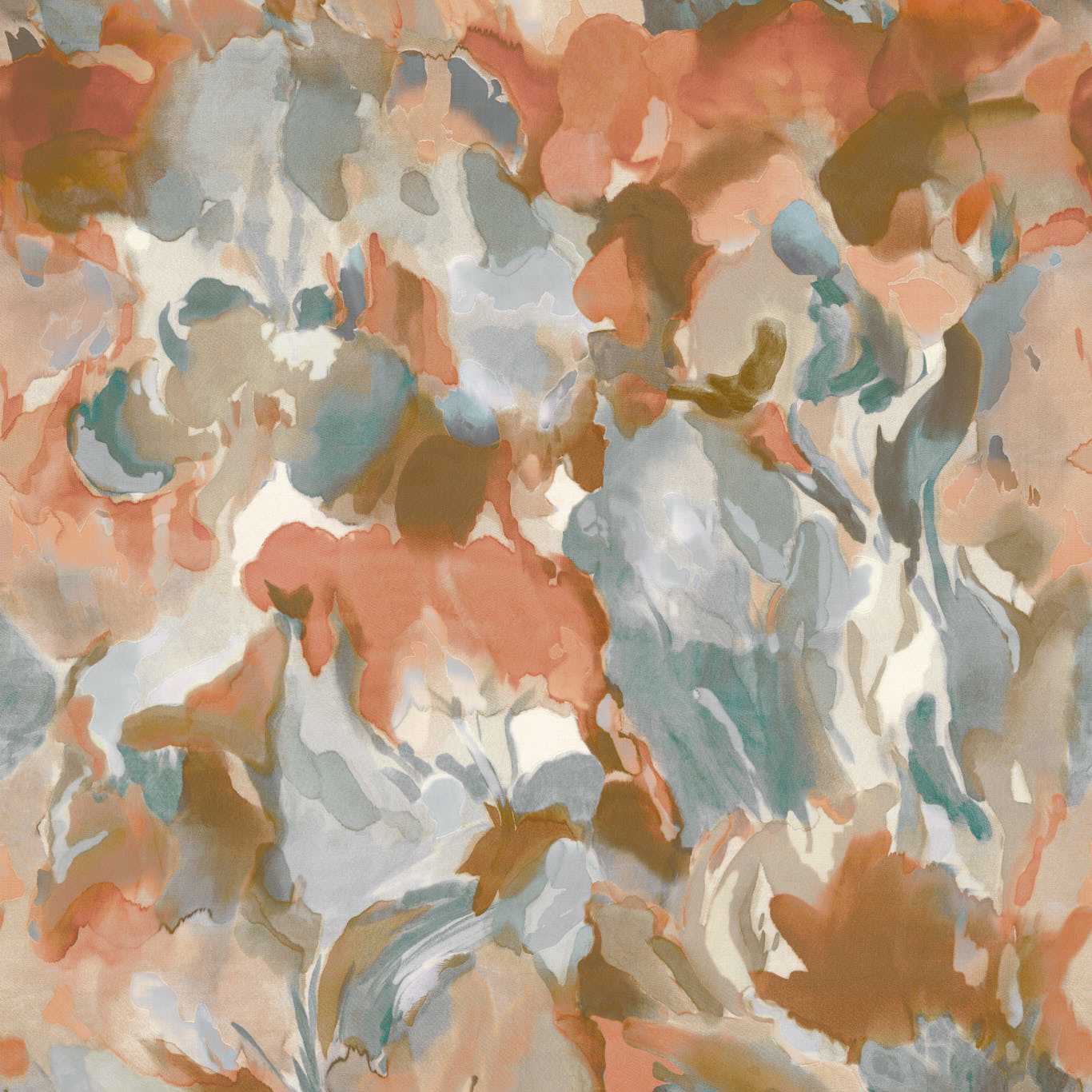 Foresta Wallpaper - Baked Terracotta/Cerulean - HC4W113001 - Harlequin