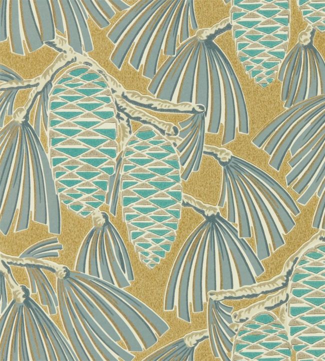 Foxley Wallpaper - Kingfisher/Gold - HSAW112127 - Harlequin