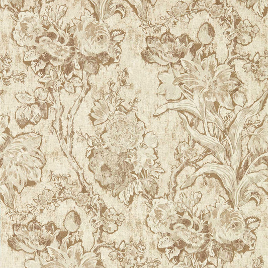 Fringed Tulip Toile Wallpaper - Jute - DGDW217325 - Sanderson