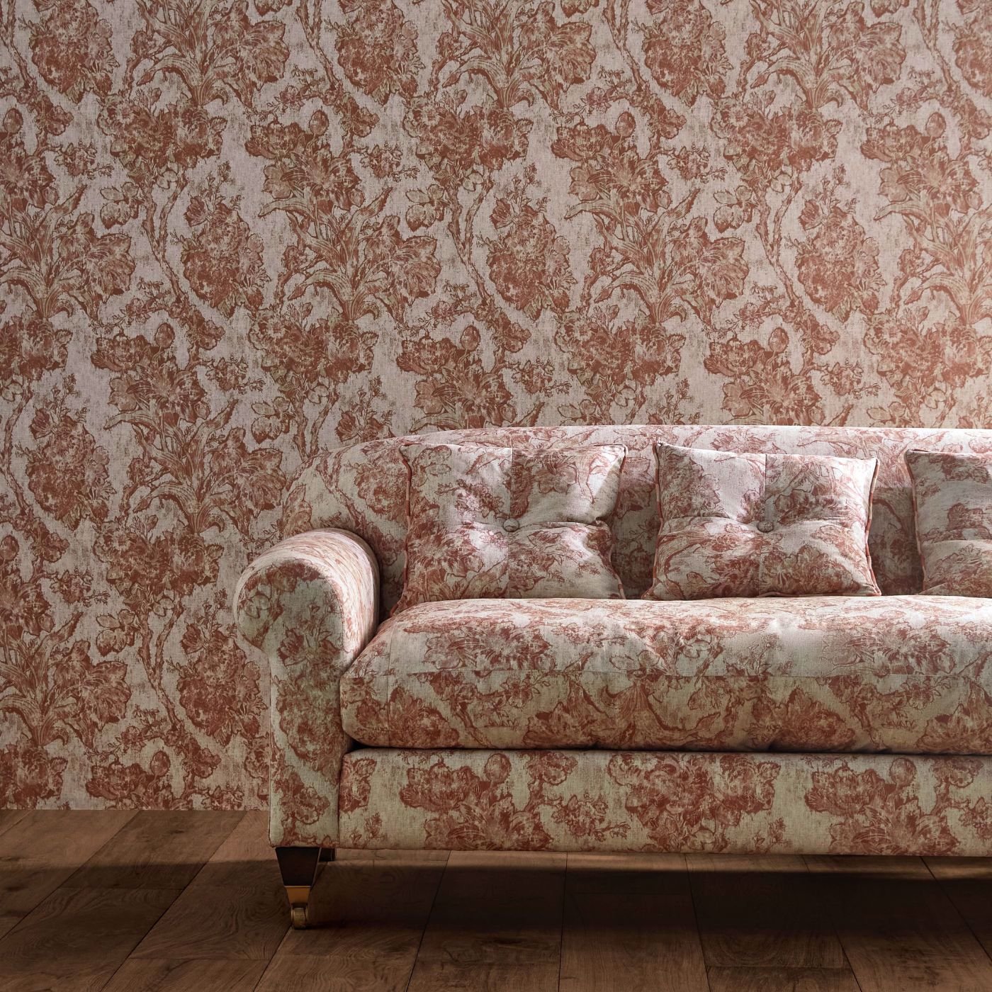 Fringed Tulip Toile Wallpaper - Putty - DGDW217324 - Sanderson