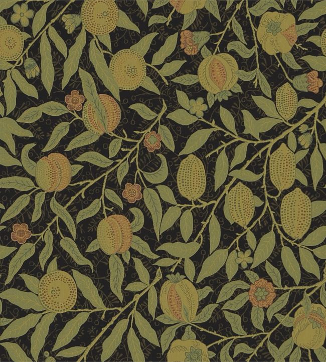 Fruit Fabric - Black/Claret - 230286 - Morris & Co